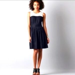 LOFT Blue White Pleated Classic Dress Size 4P